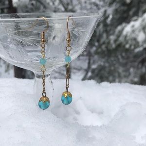 SALE! 3/$18 Dainty Teal Blue & Gold Toned Dangles